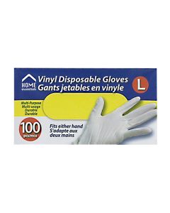 Home Essentials Vinyl Disposable Gloves, Large - 100 Pack