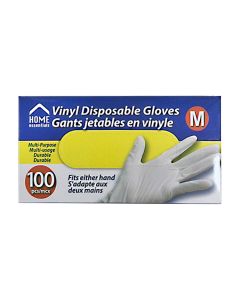 Home Essentials Vinyl Disposable Gloves, Medium - 100 Pack