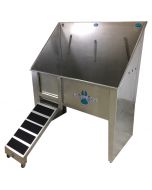 Groomer's Best Walk-Through Bathing Tub with Right Faucet, Left Ramp, 58" 
